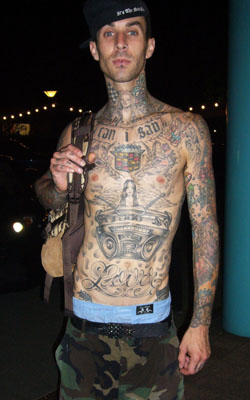Travis Barker Full Sleeve And Front Body Tattoo 